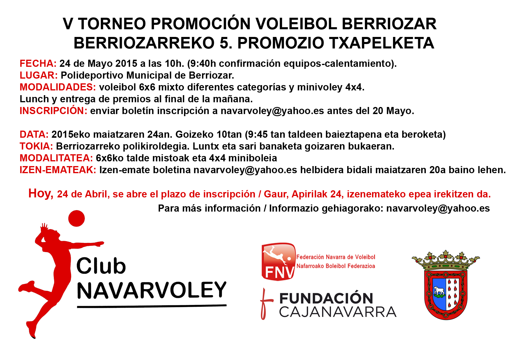V Torneo de Promoci&oacute;n del Voleibol en Berriozar